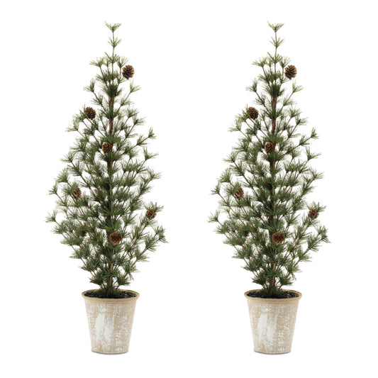31.5-Inch Potted Mini Pine Christmas Trees – Set of 2 – Melrose manufacturer photo 2