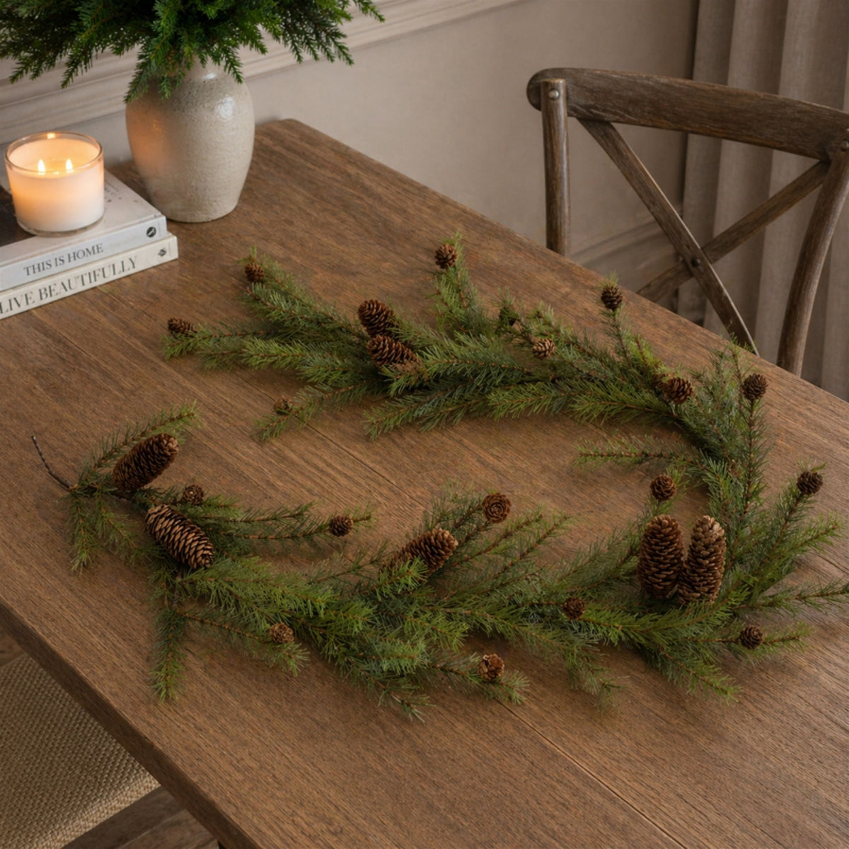 6 Ft Rustic Pine & Pinecone Christmas Garland – manufacturer product view 2