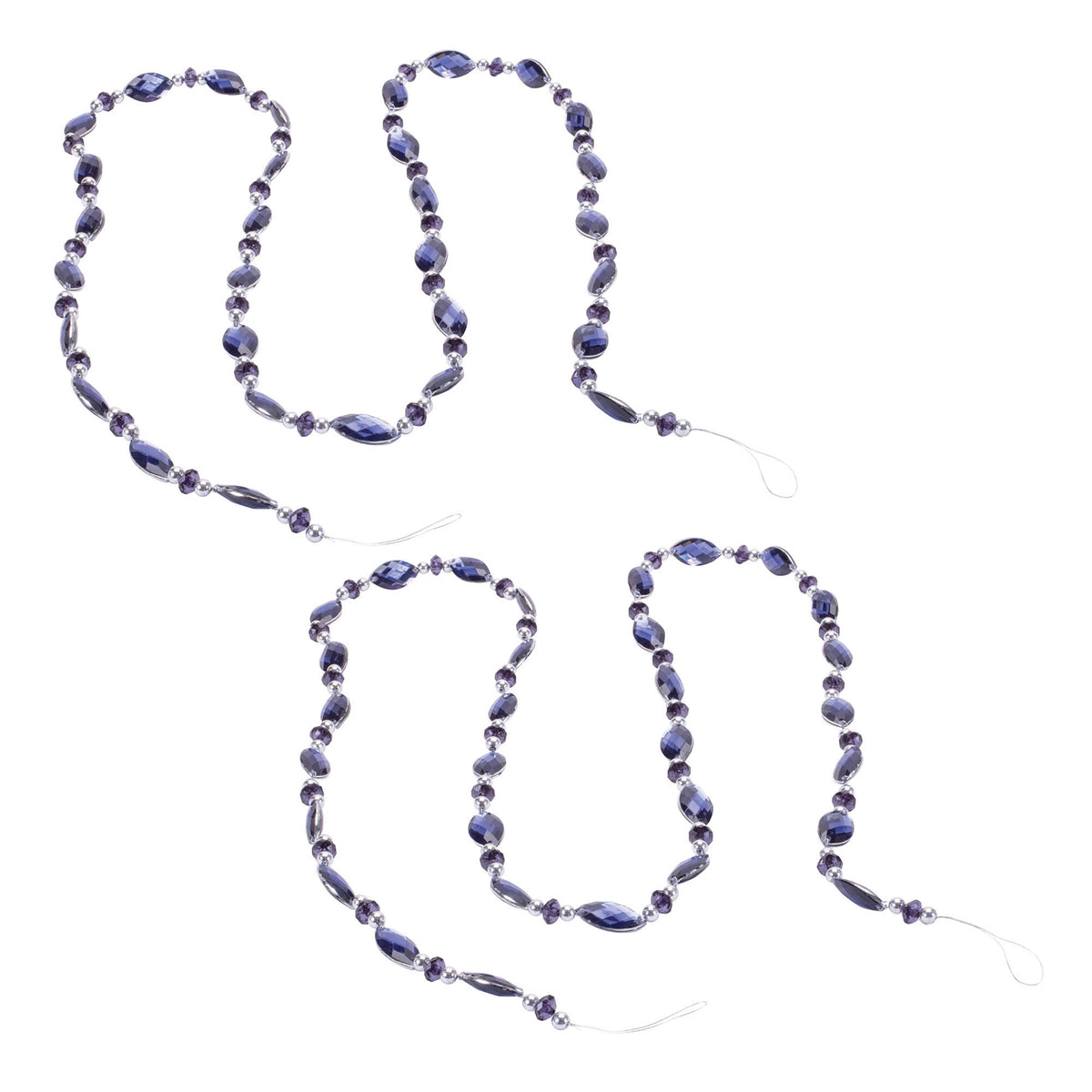 Blue & Silver Jewel Bead Christmas Garland – Set of 2 – manufacturer product view 3