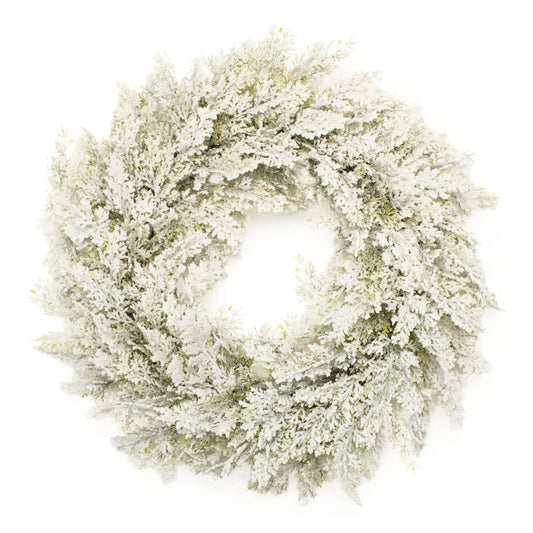 24-Inch Snowy Flocked Pine Christmas Wreath – manufacturer main product photo
