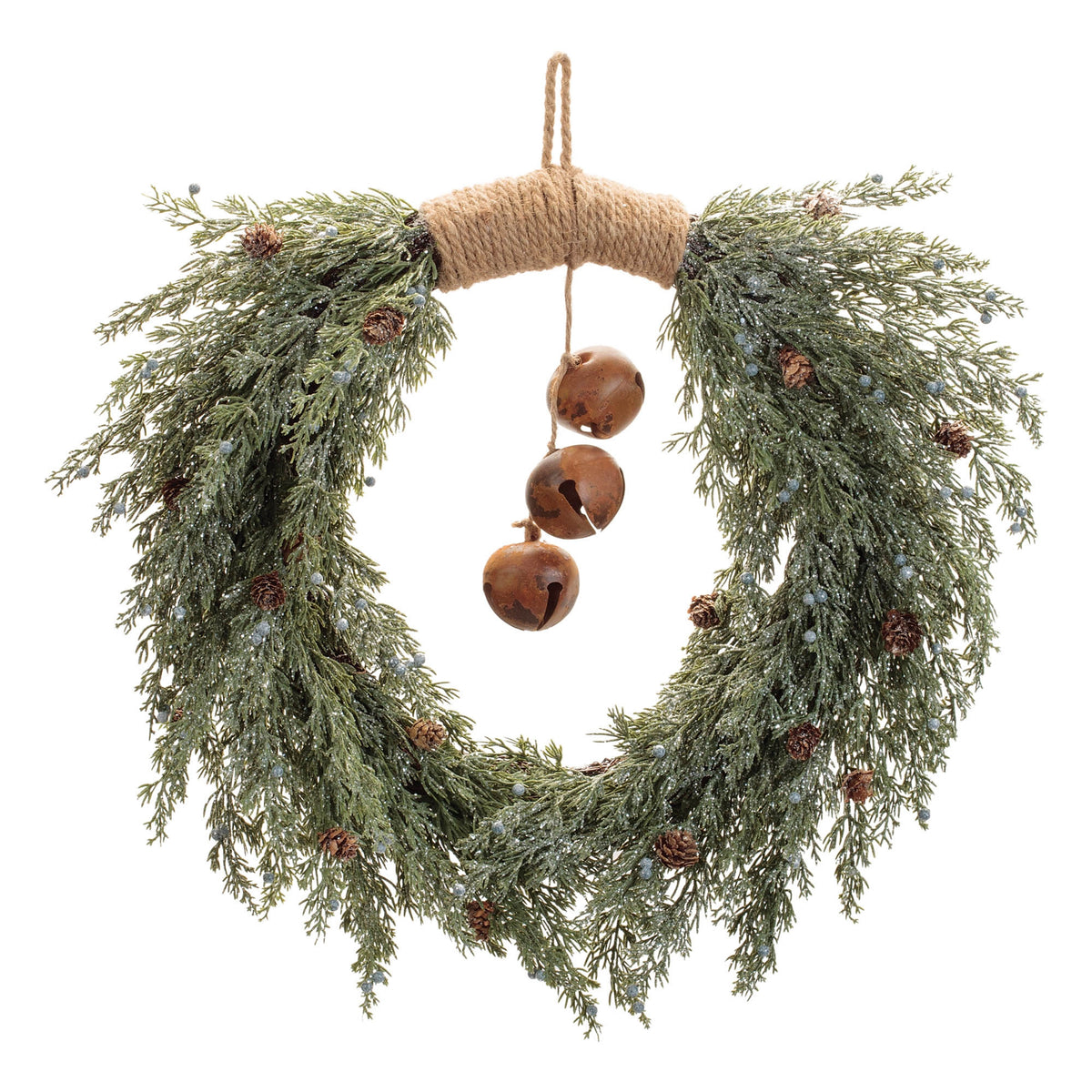 22-Inch Glittered Pine Christmas Wreath with Sleigh Bell – manufacturer main product photo
