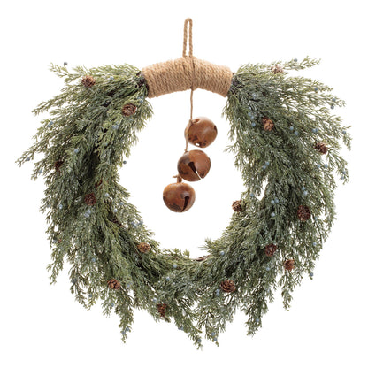 22-Inch Glittered Pine Christmas Wreath with Sleigh Bell – manufacturer main product photo