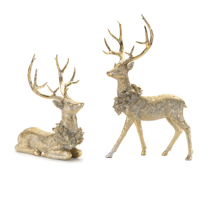 Gold Christmas Deer with Wreaths – Set of 2, Up to 27.5 Inches – original Melrose manufacturer photo