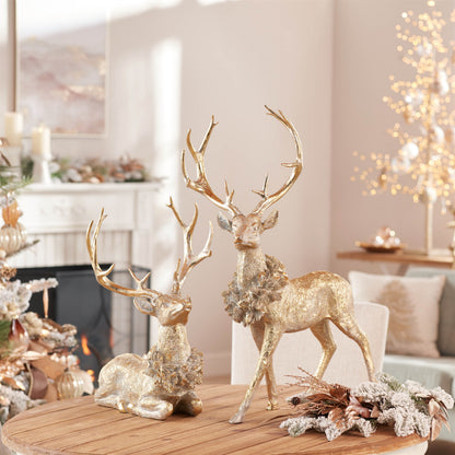 Gold Christmas Deer with Wreaths – Set of 2, Up to 27.5 Inches – Melrose manufacturer photo 2