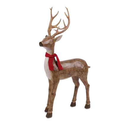 3 Ft & 2 Ft Tall Woodland Christmas Deer with Red Scarves – Set of 2 – Melrose manufacturer image 4