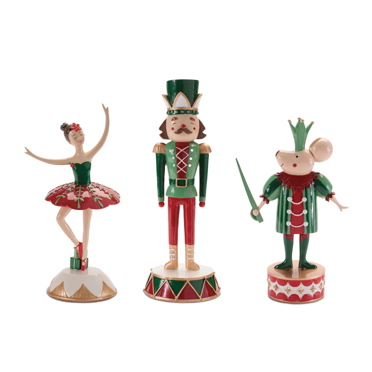 Nutcracker Soldier, Mouse King & Ballerina Figurines – Set of 3 – manufacturer product photo