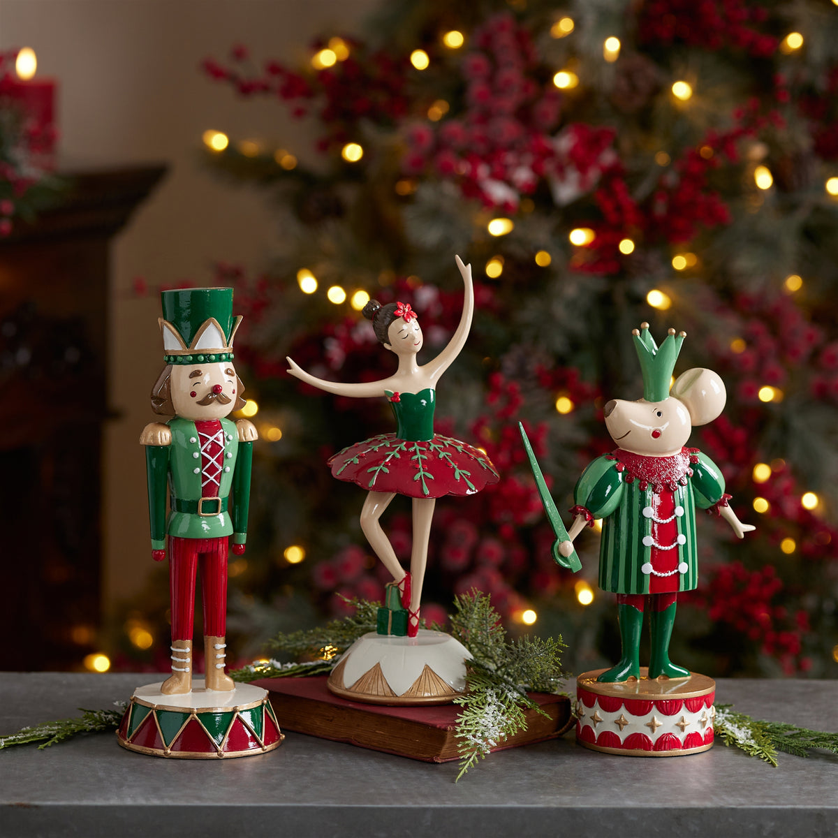 Nutcracker Soldier, Mouse King & Ballerina Figurines – Set of 3 – manufacturer photo 2