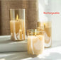 Set of 3 Realistic Flame Candles Electroplated Glass LED Electronic - Rechargeable