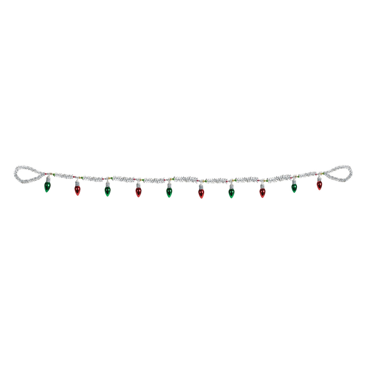 Vintage Light Bulb & Tinsel Christmas Garland – Set of 2 – manufacturer main product photo