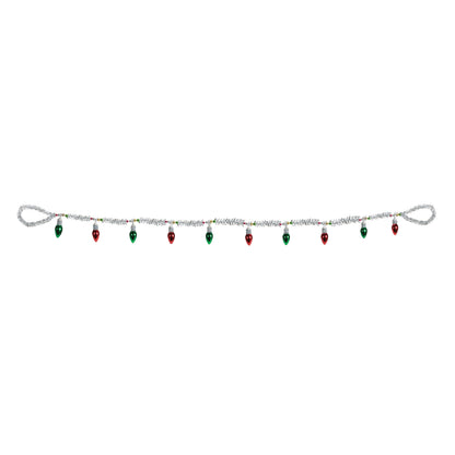 Vintage Light Bulb & Tinsel Christmas Garland – Set of 2 – manufacturer main product photo