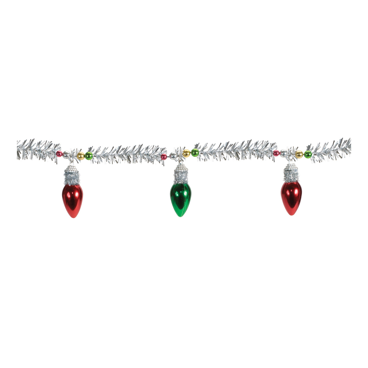 Vintage Light Bulb & Tinsel Christmas Garland – Set of 2 – manufacturer product view 2