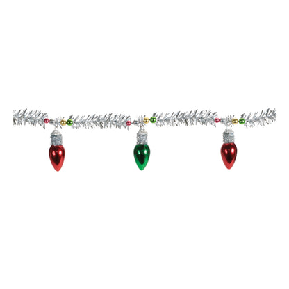 Vintage Light Bulb & Tinsel Christmas Garland – Set of 2 – manufacturer product view 2