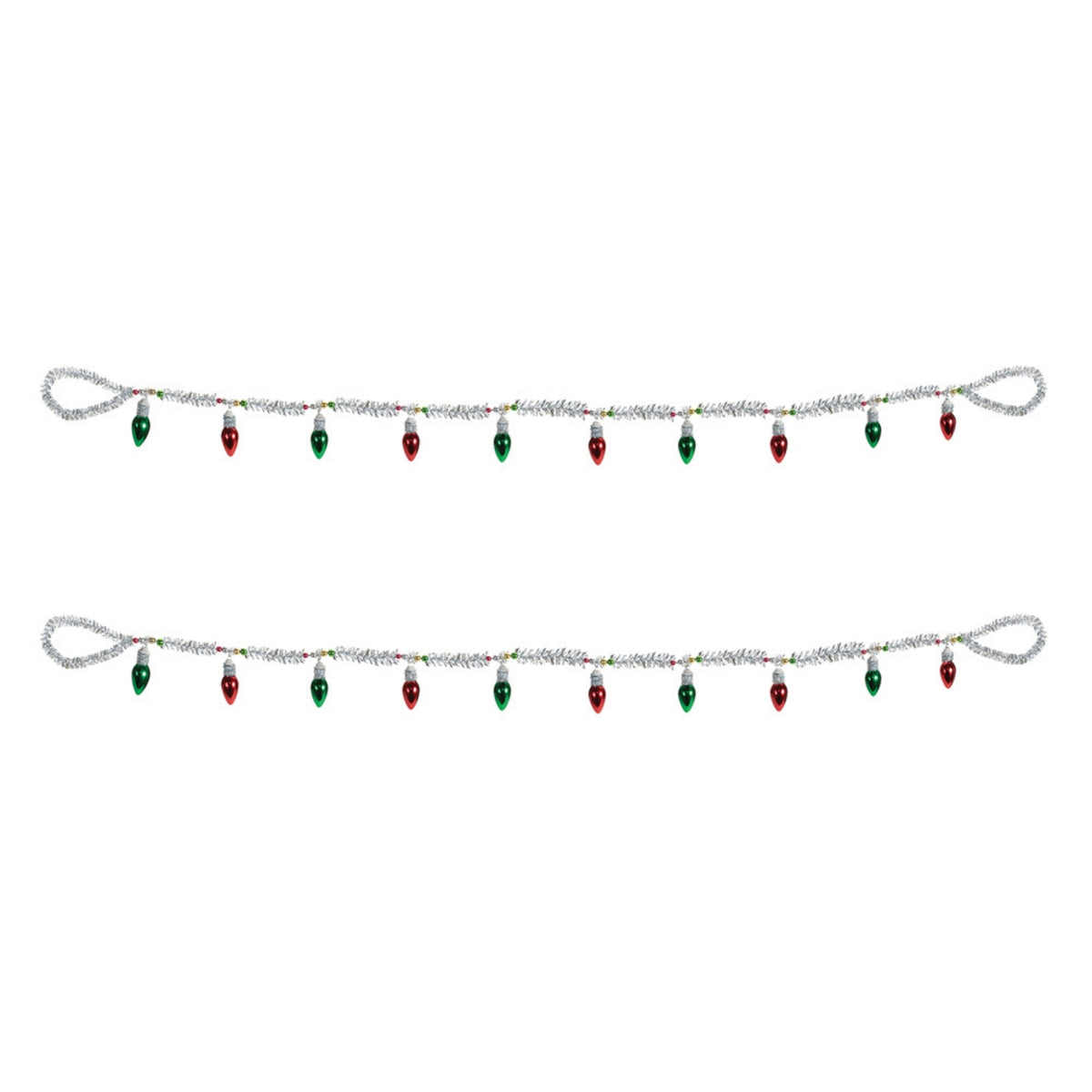 Vintage Light Bulb & Tinsel Christmas Garland – Set of 2 – manufacturer product view 3