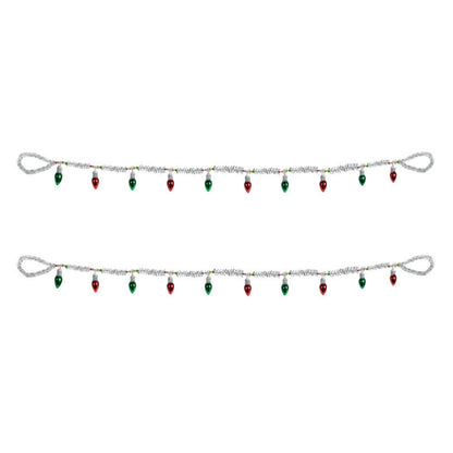 Vintage Light Bulb & Tinsel Christmas Garland – Set of 2 – manufacturer product view 3