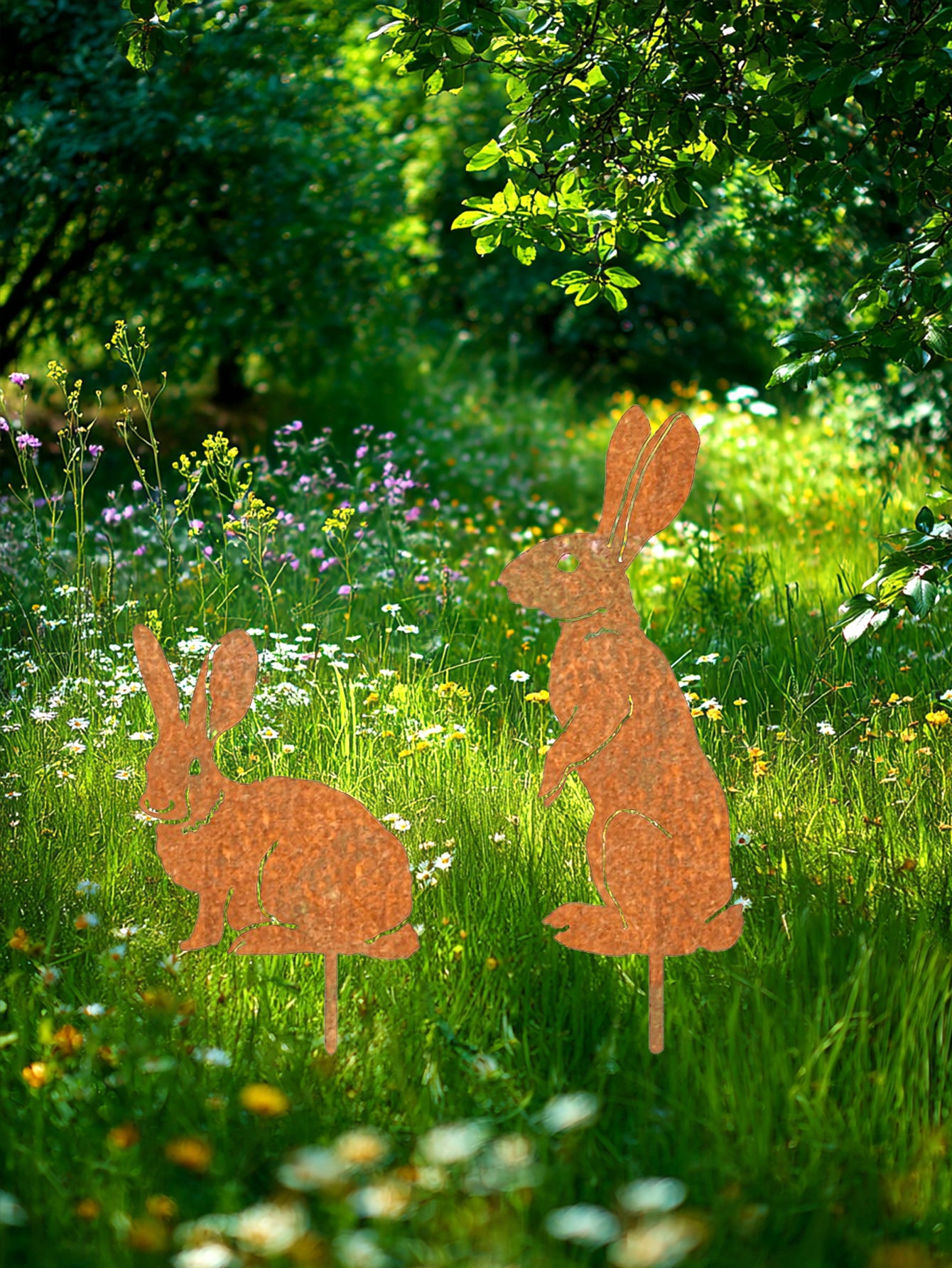 Metal Easter Sitting Bunny Yard Stake