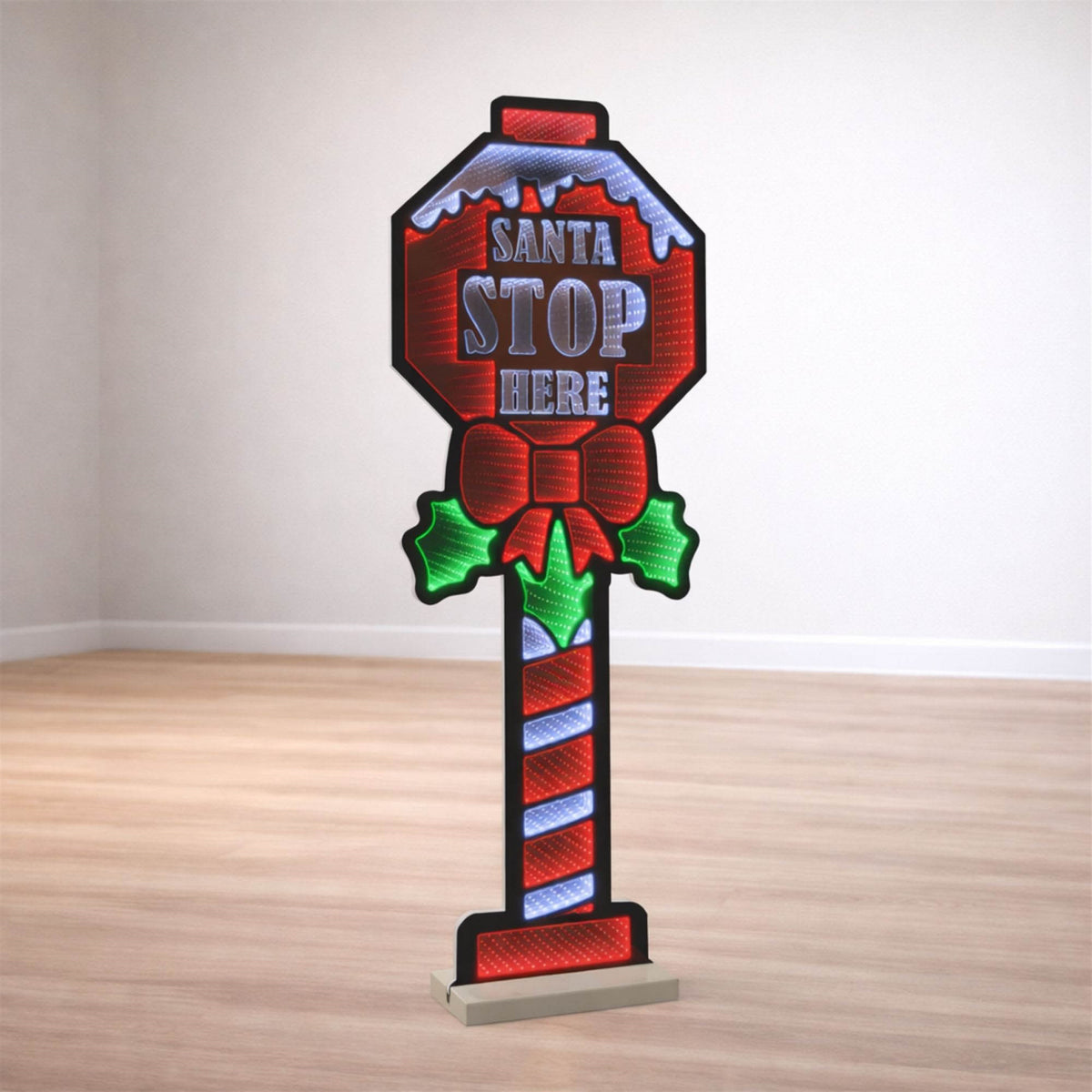 47-Inch Santa Stops Here Lighted Christmas Sign – Ekkolight – Melrose manufacturer image 2