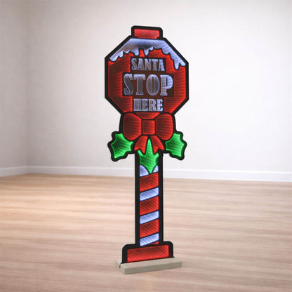 47-Inch Santa Stops Here Lighted Christmas Sign – Ekkolight – Melrose manufacturer image 2
