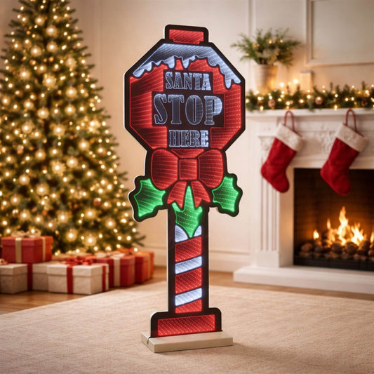 47-Inch Santa Stops Here Lighted Christmas Sign – Ekkolight – Melrose manufacturer image 3