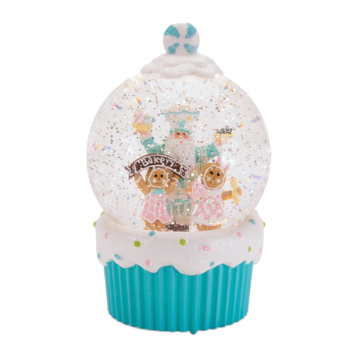 7.5-Inch Santa & Gingerbread Bakery LED Christmas Snow Globe – manufacturer product photo