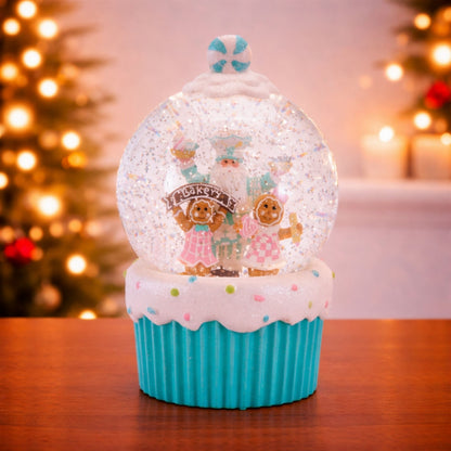 7.5-Inch Santa & Gingerbread Bakery LED Christmas Snow Globe – Melrose manufacturer image 2