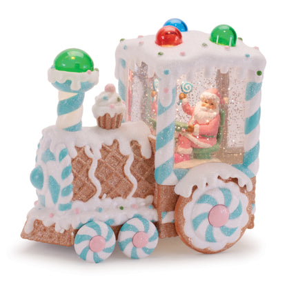 7-Inch Santa & Gingerbread Train LED Christmas Snow Globe – manufacturer product photo