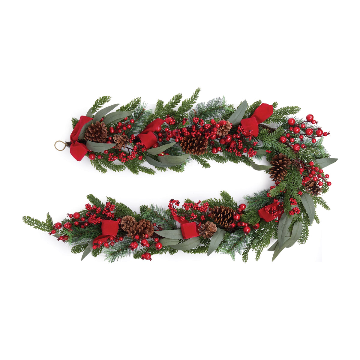 6 Ft Fresh Touch Pine & Berry Christmas Garland with Ribbon – manufacturer main product photo