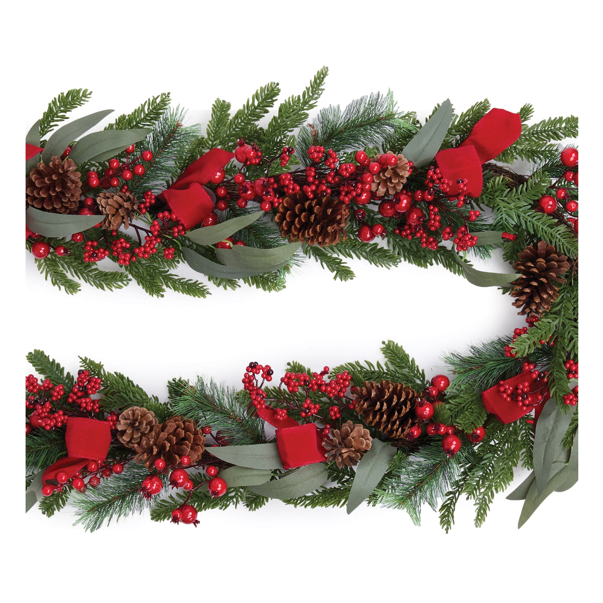 6 Ft Fresh Touch Pine & Berry Christmas Garland with Ribbon – manufacturer product view 3