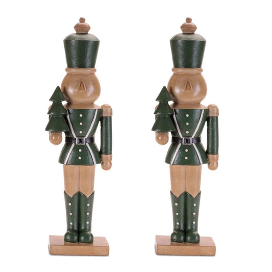 14-Inch Green Christmas Nutcracker Soldier Figurines – Set of 2 – Melrose manufacturer image 4
