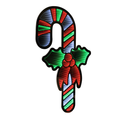 35-Inch Hanging Candy Cane with Holly Lighted Christmas Decoration – Ekkolight – manufacturer product photo