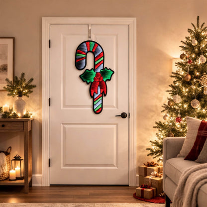 35-Inch Hanging Candy Cane with Holly Lighted Christmas Decoration – Ekkolight – Melrose manufacturer image 3
