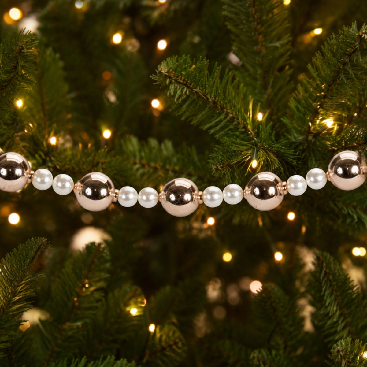32-Inch Pearl & Glass Ball Christmas Garland – manufacturer product view 2