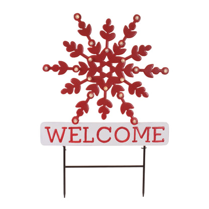 LED Snowflake Welcome Planter Stake — Melrose International product photo