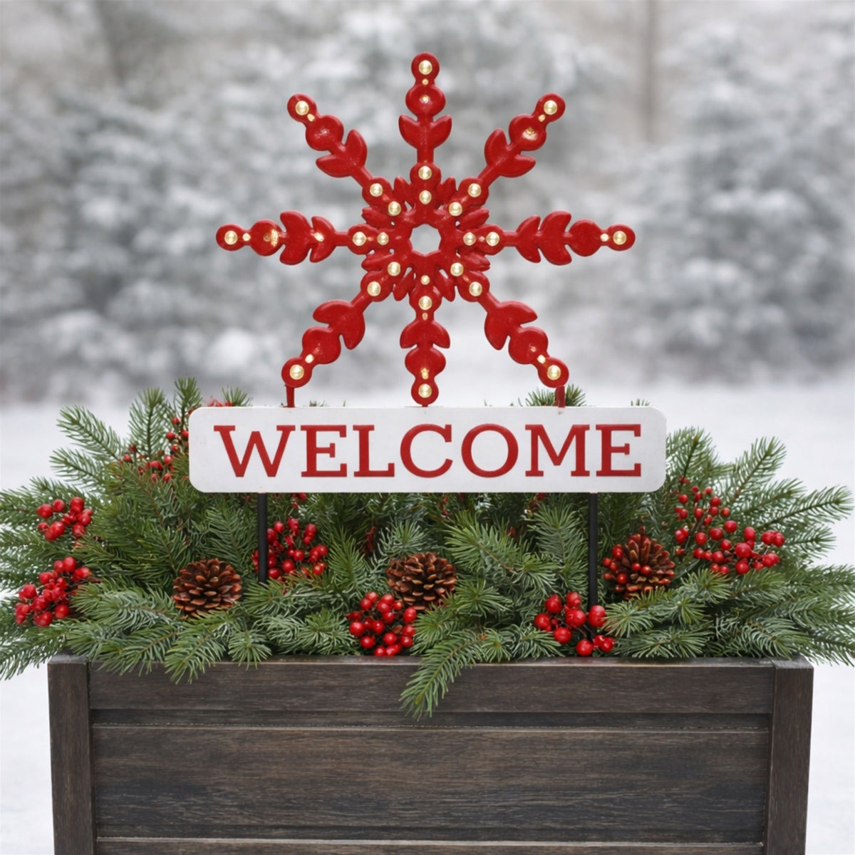 LED Snowflake Welcome Planter Stake — manufacturer image 3