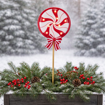 LED Peppermint Lollipop Planter Stake — manufacturer image 2