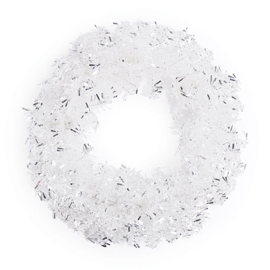22-Inch Silver Tinsel Christmas Wreath — Melrose International product photo