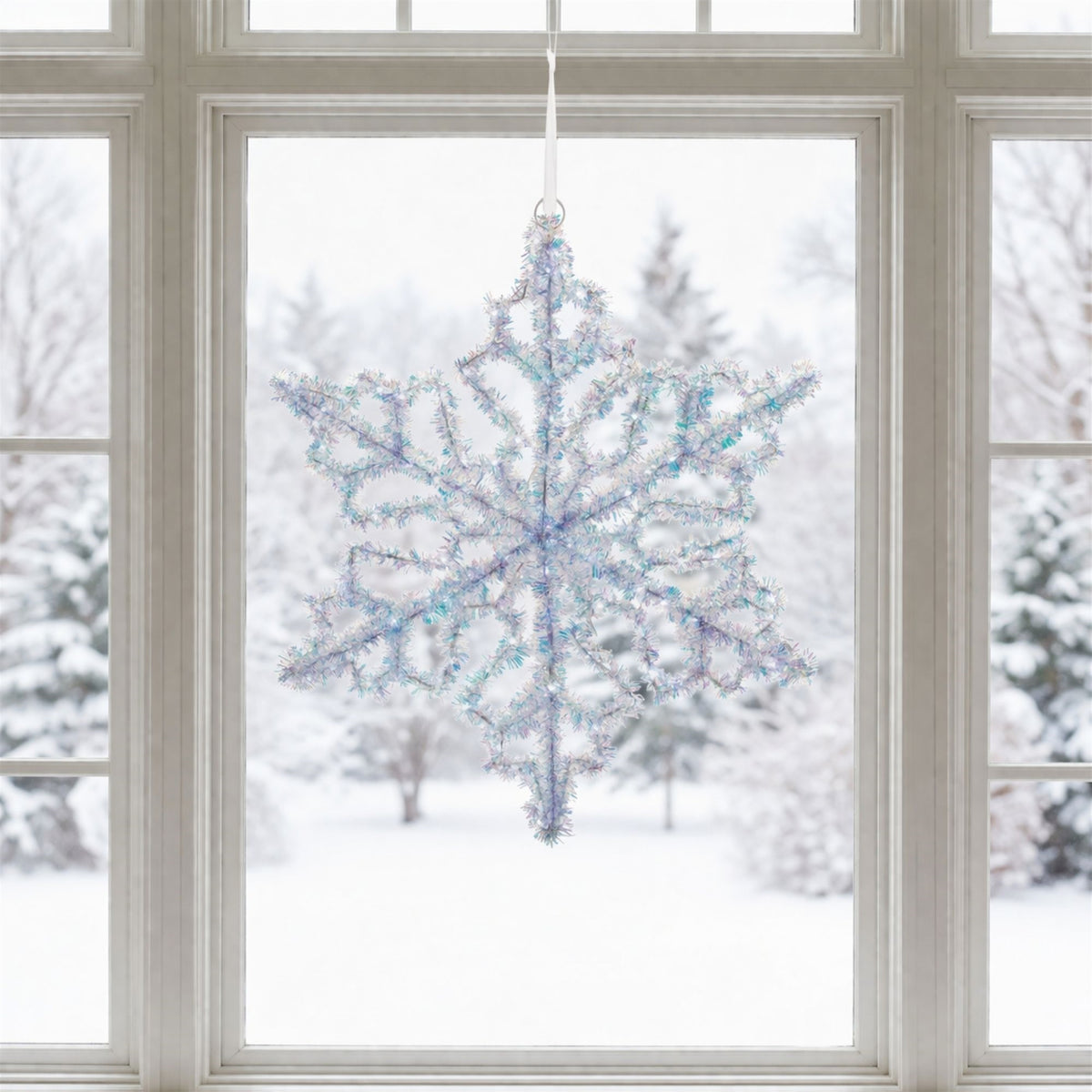 LED Hanging Tinsel Snowflake 31.5"H — manufacturer image 2