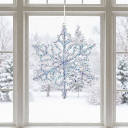 LED Hanging Tinsel Snowflake 31.5"H — manufacturer image 2