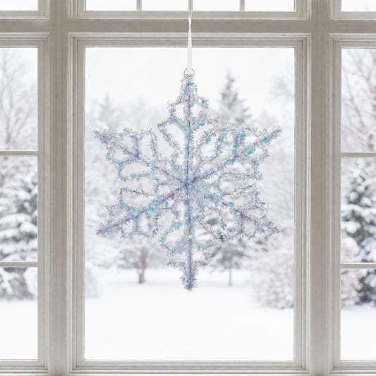 LED Hanging Tinsel Snowflake 31.5"H — manufacturer image 2
