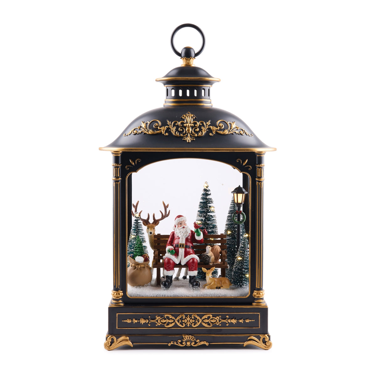 17.5-Inch LED Christmas Lantern with Santa & Woodland Animals – manufacturer product image