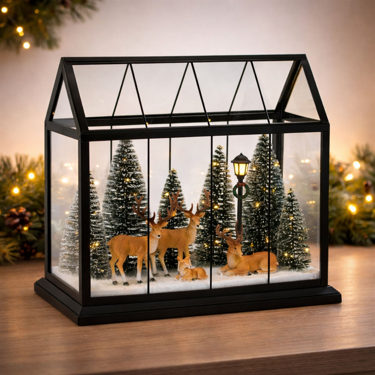 13 in LED Greenhouse with Deer & Trees – manufacturer photo 2