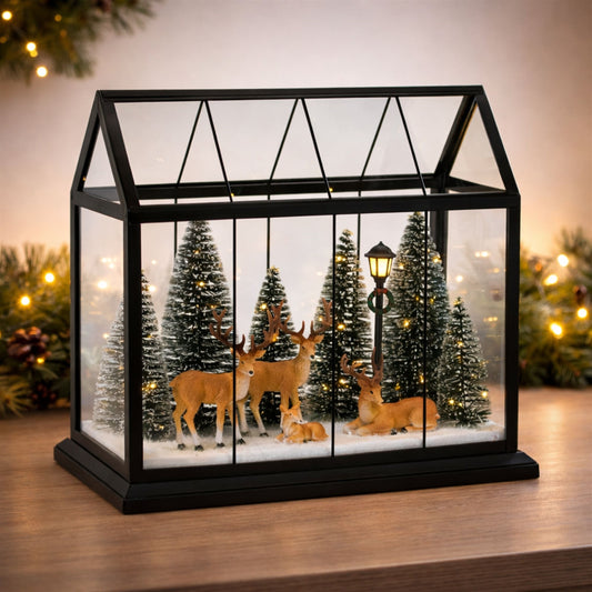 13 in LED Greenhouse with Deer & Trees – manufacturer photo 2