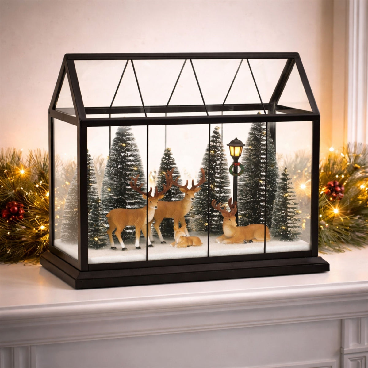 13 in LED Greenhouse with Deer & Trees – manufacturer photo 3