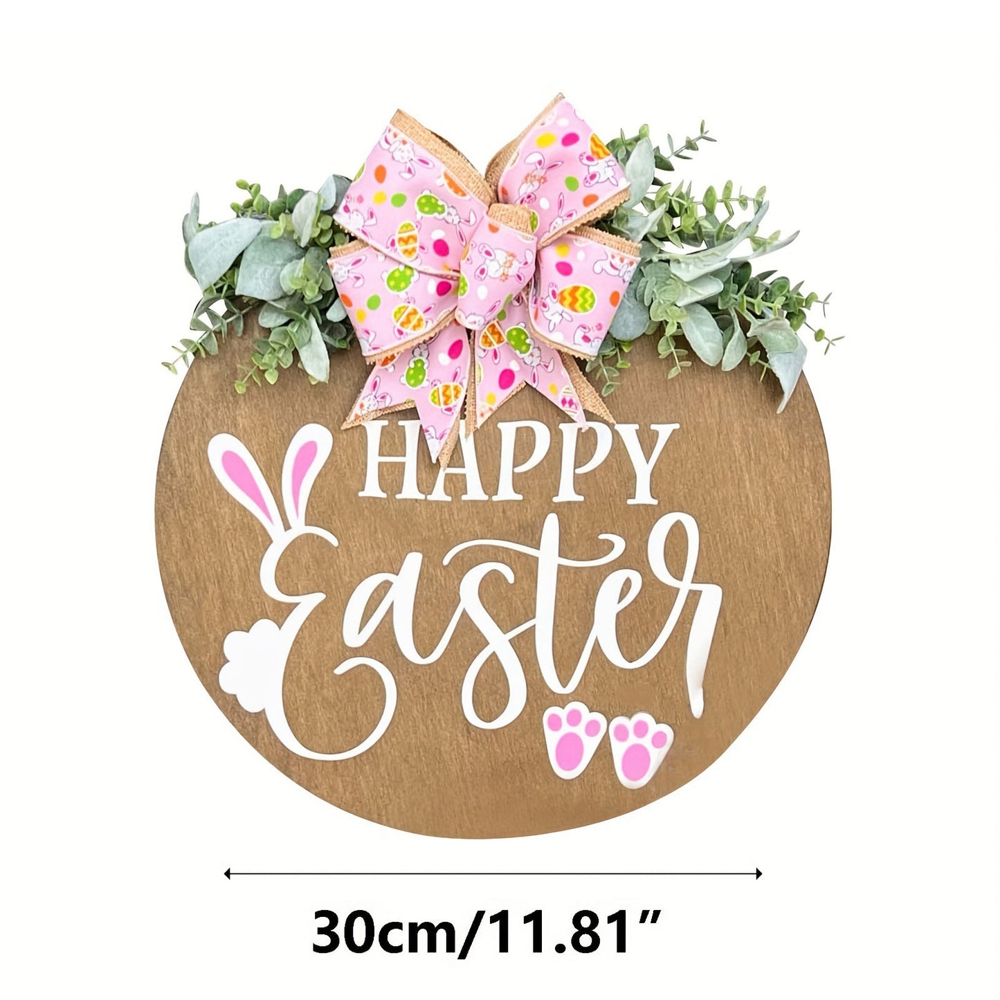 Easter Door Sign with Burlap Ribbon & Eucalyptus