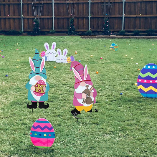Easter Bunny Gnome Yard Stakes