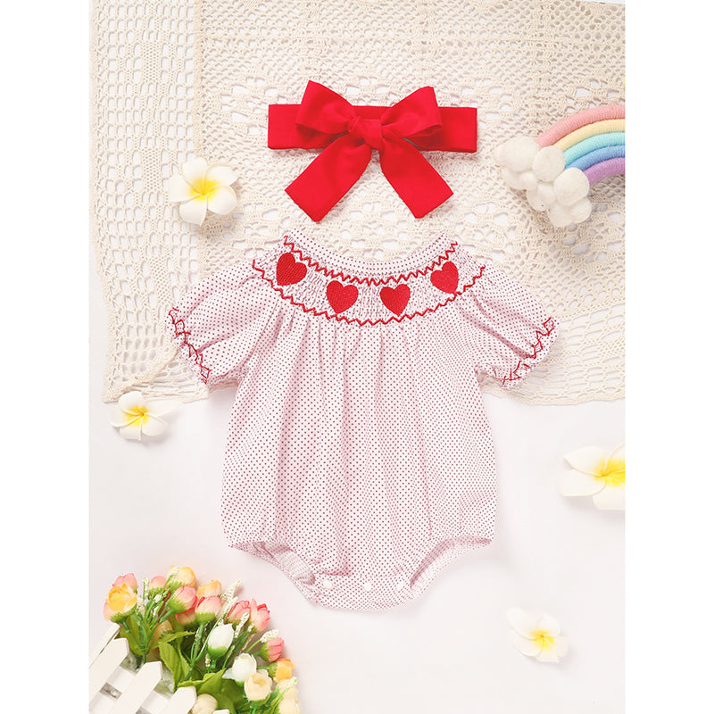 Newborn - 18 Months Baby Valentine's Day Short Sleeve Heart Romper