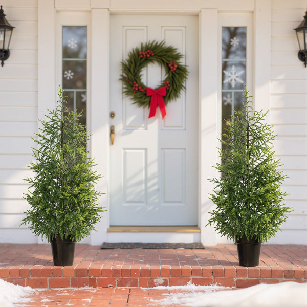 4 Ft Artificial Norfolk Pine Christmas Trees, Set of 2 – Unlit – additional product view 2