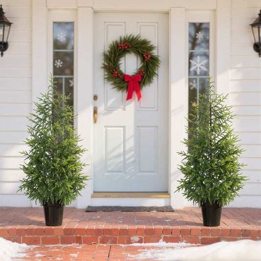 4 Ft Artificial Norfolk Pine Christmas Trees, Set of 2 – Unlit – additional product view 2