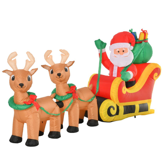8 Ft Inflatable Santa Sleigh with Reindeer – product image