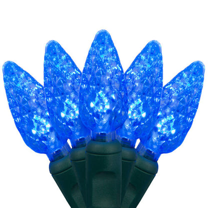 C6 led blue Christmas lights on green wire