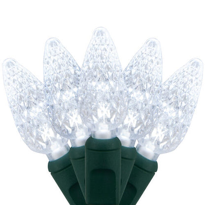 C6 cool white Christmas lights on green wire